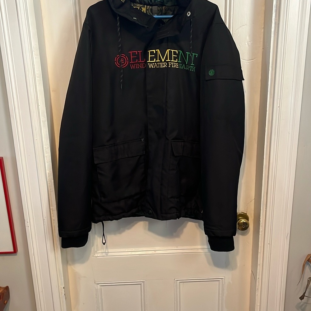 Element Black Windbreaker with Colorful Chest Logo